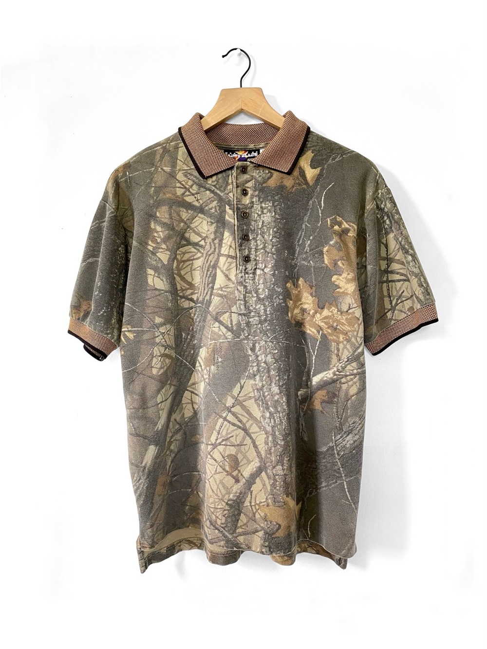 Vintage 90s Janet Blasé Realtree Hardwoods Camo Polo Medium